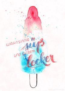 sweet popsicle watercolor aquarell hand-lettering postcard stationery