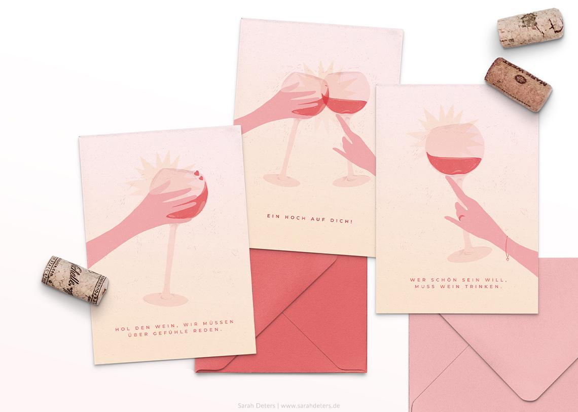 Grußkarten für Wein Trinker