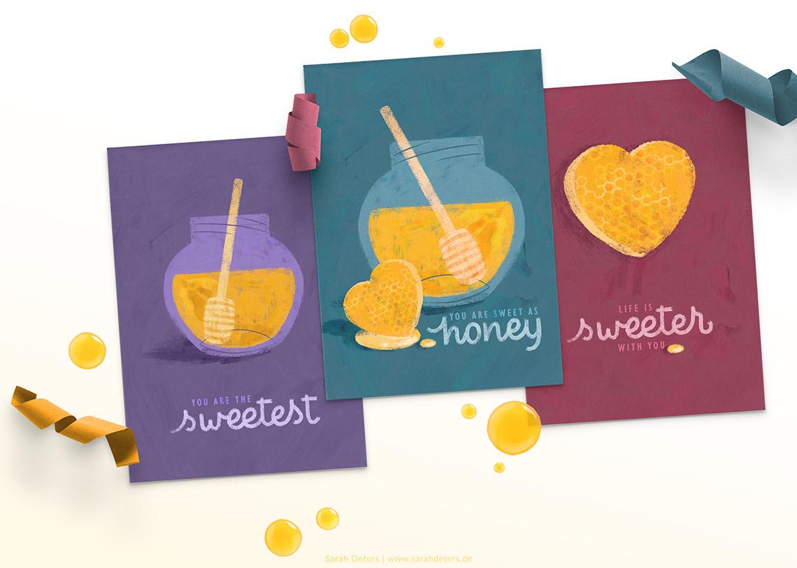 Greeting Cards with Honey Illustration Sarah Deters