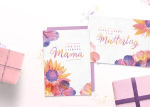 Muttertagskarten Blüten Illustration Hand-Lettering